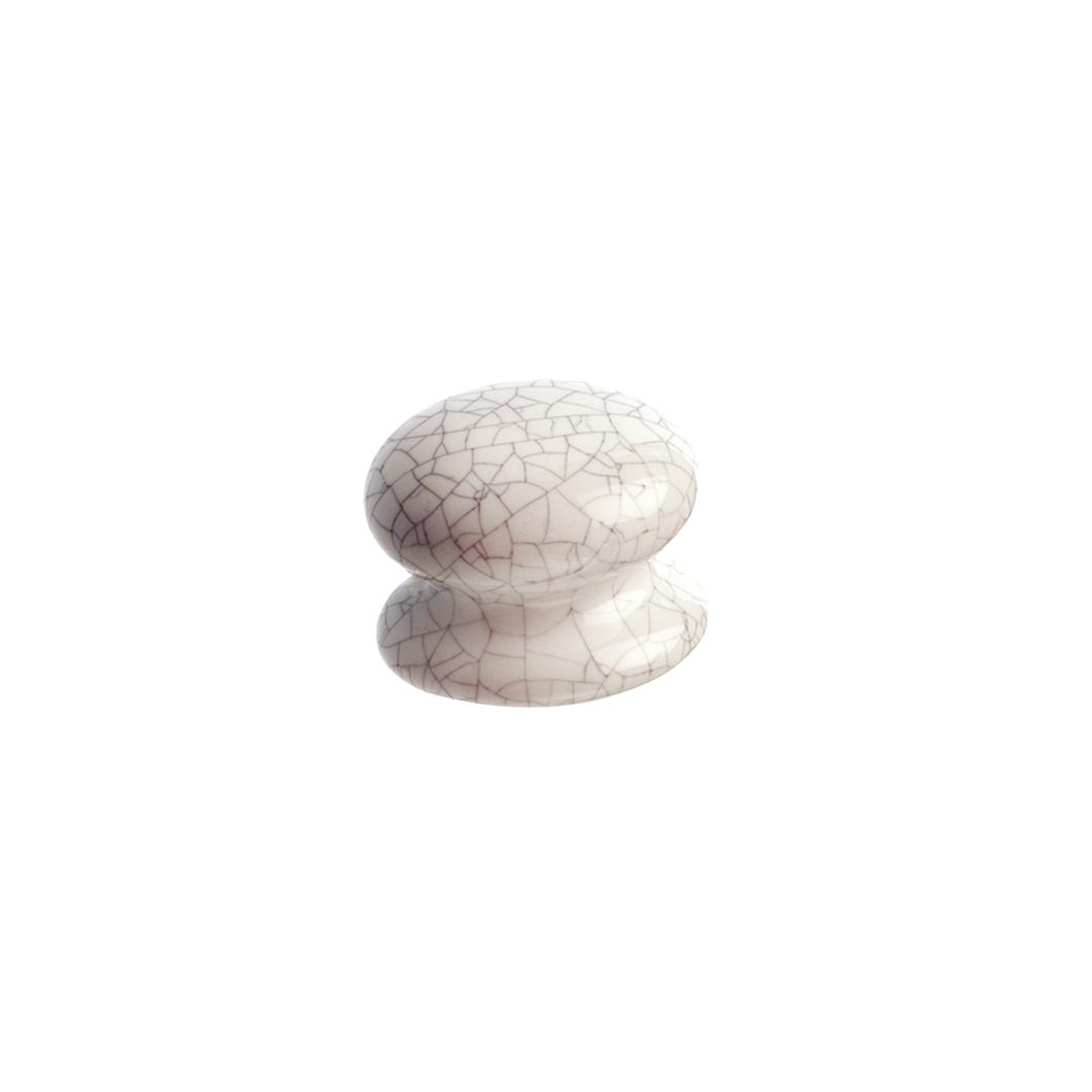 Ceramic Handle-Knob, Cracked White, 32 mm