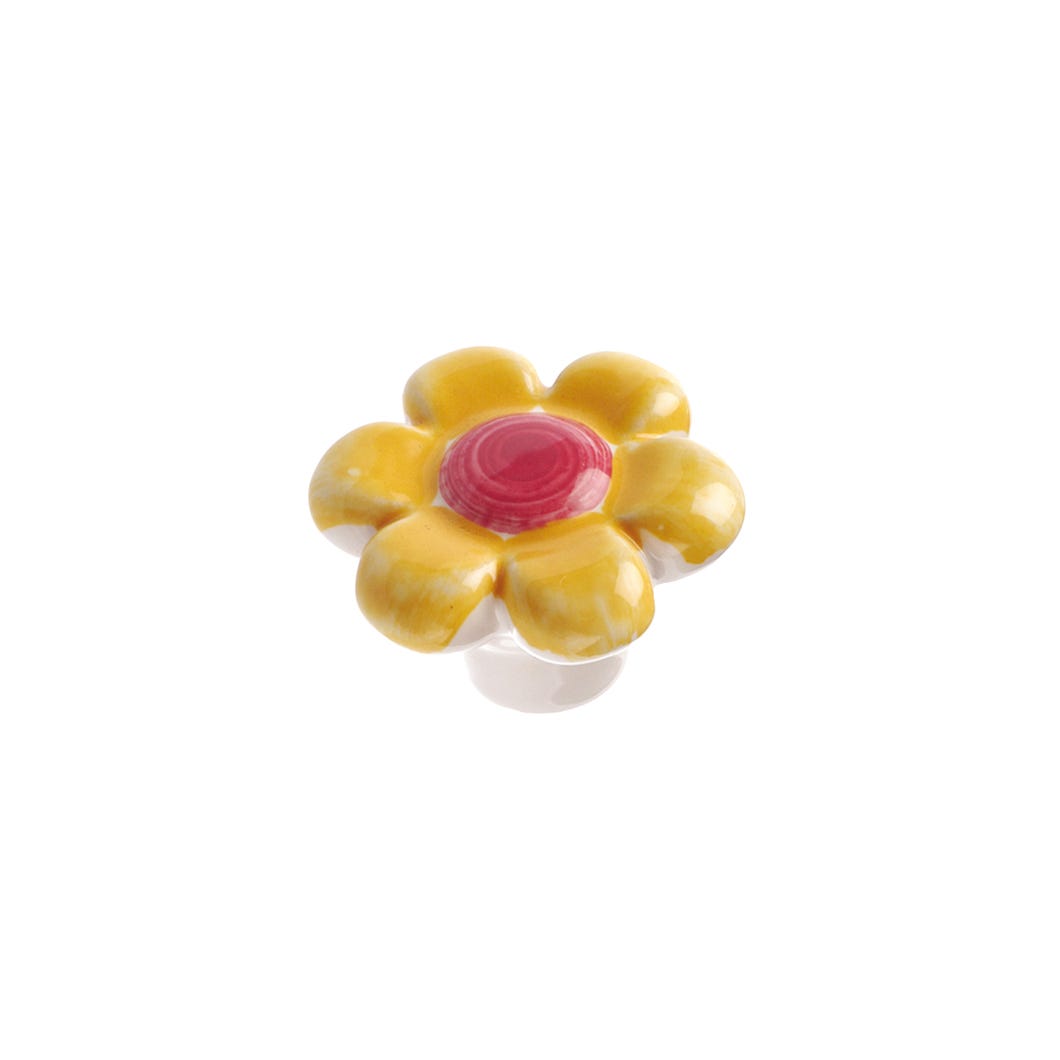 Ceramic Handle-Knob, Yellow, 40 mm