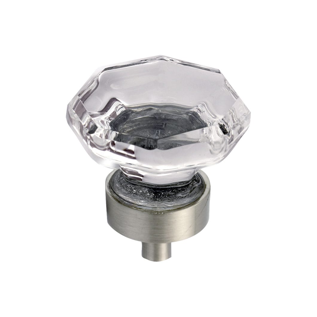 Metal/Acrylic Handle-Knob, Brushed Nickel, 32 mm (8/32)