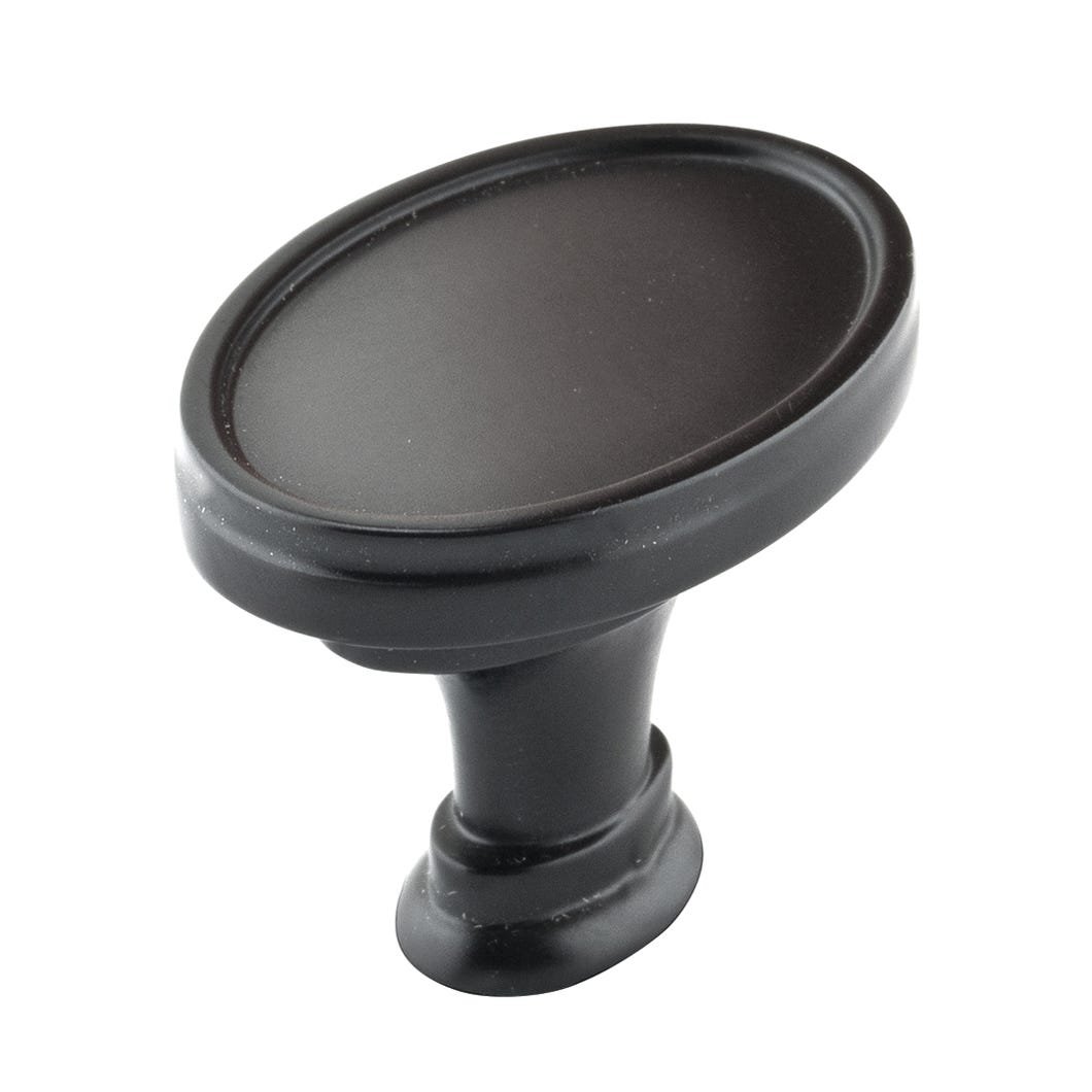Oval Metal Handle-Knob, Matte Black, 39 mm (8/32)