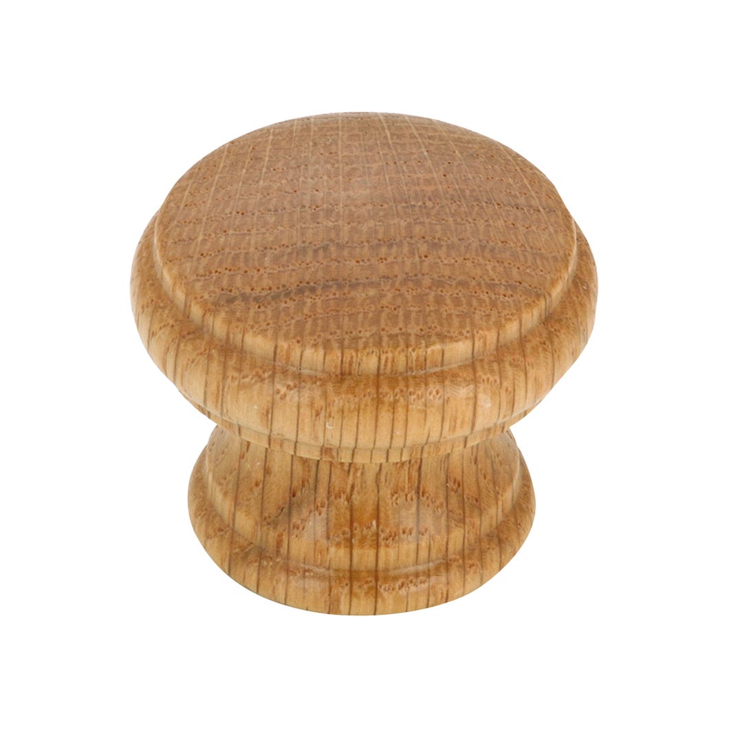 Wooden Handle-Knob, Natural Oak, 1 3/8-in.