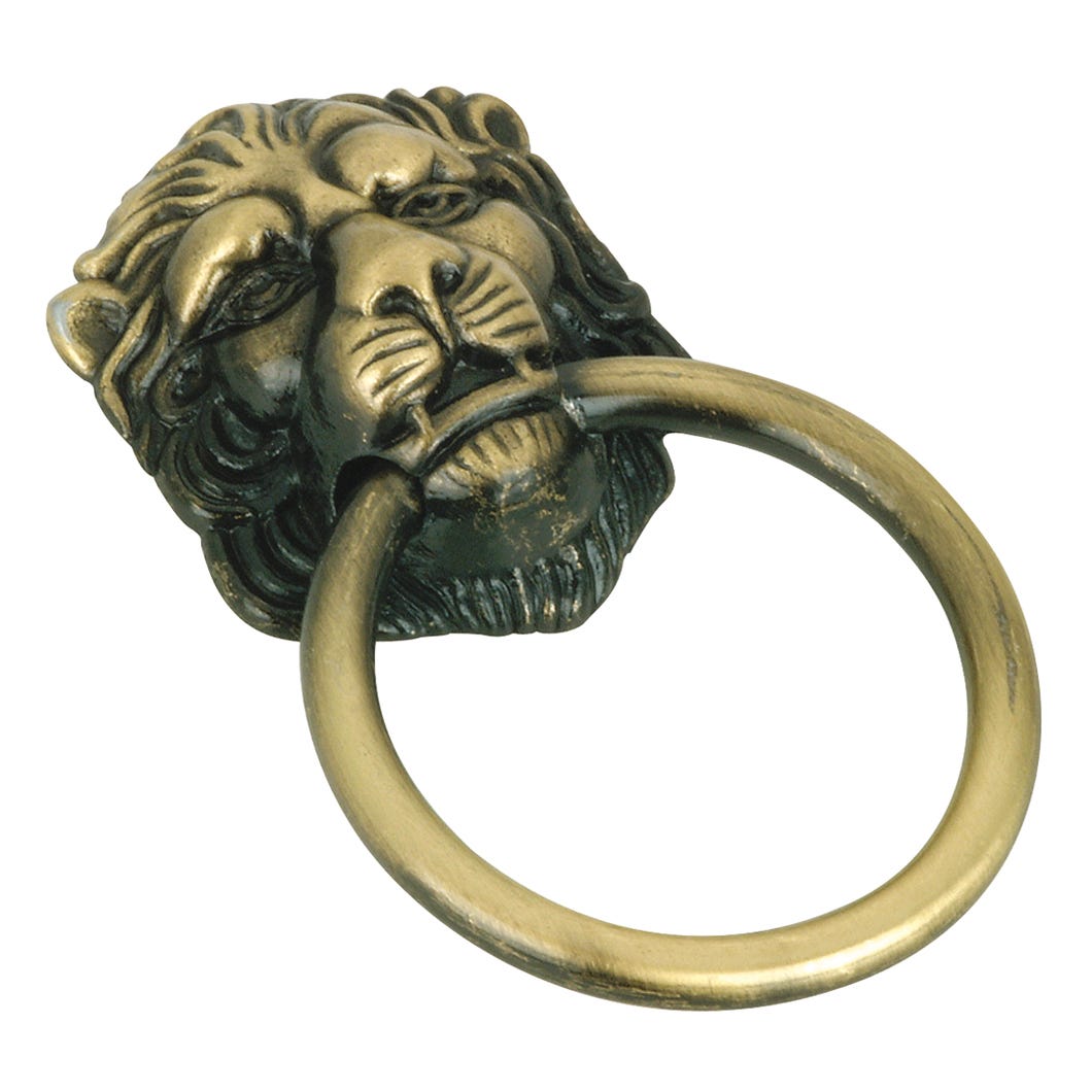 Metal Ring Lion Handle, Antique English, 38 mm