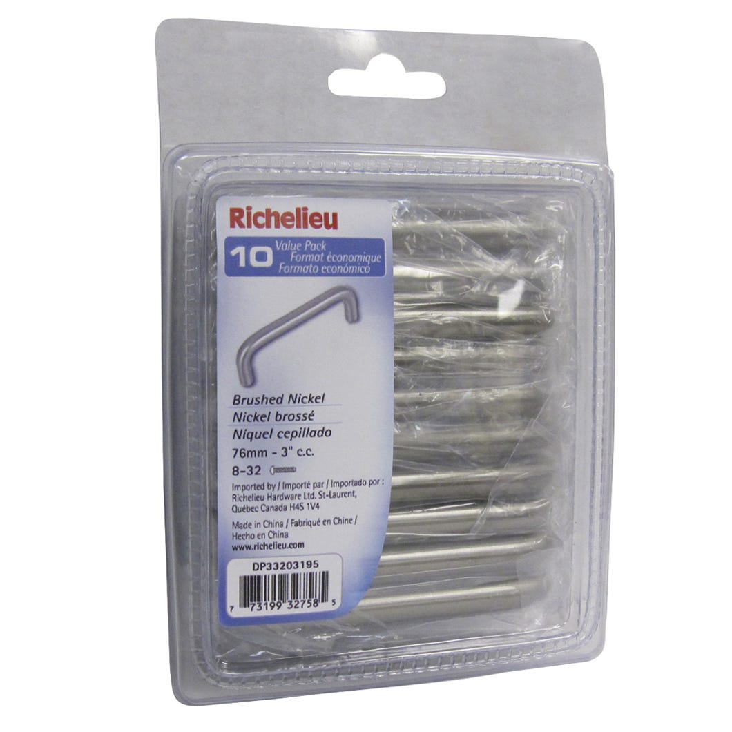 Metal Handle, Brushed Nickel, 3-in. (8/32)