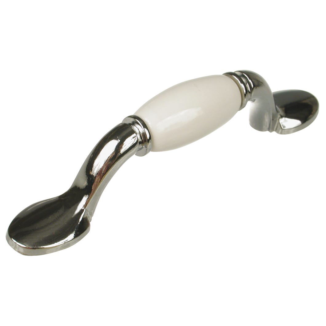 Metal/Ceramic Handle, Chrome/White, 3-in.