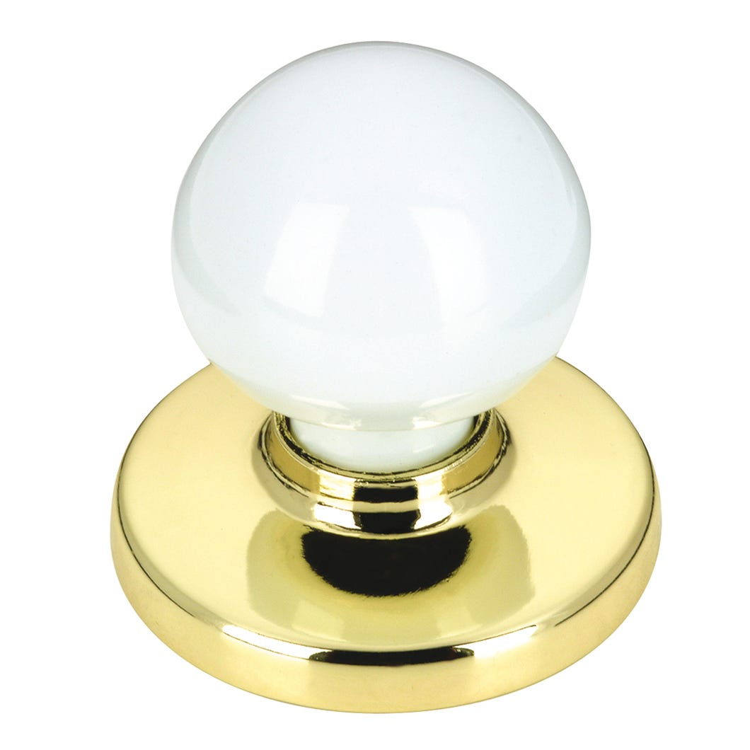Metal Wardrobe Handle-Knob, Brass/White, 1 1/4-in.