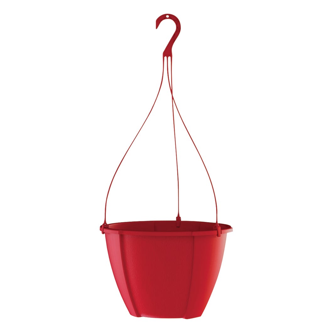 Quattro Hanging Planter, Red, 9.5 L