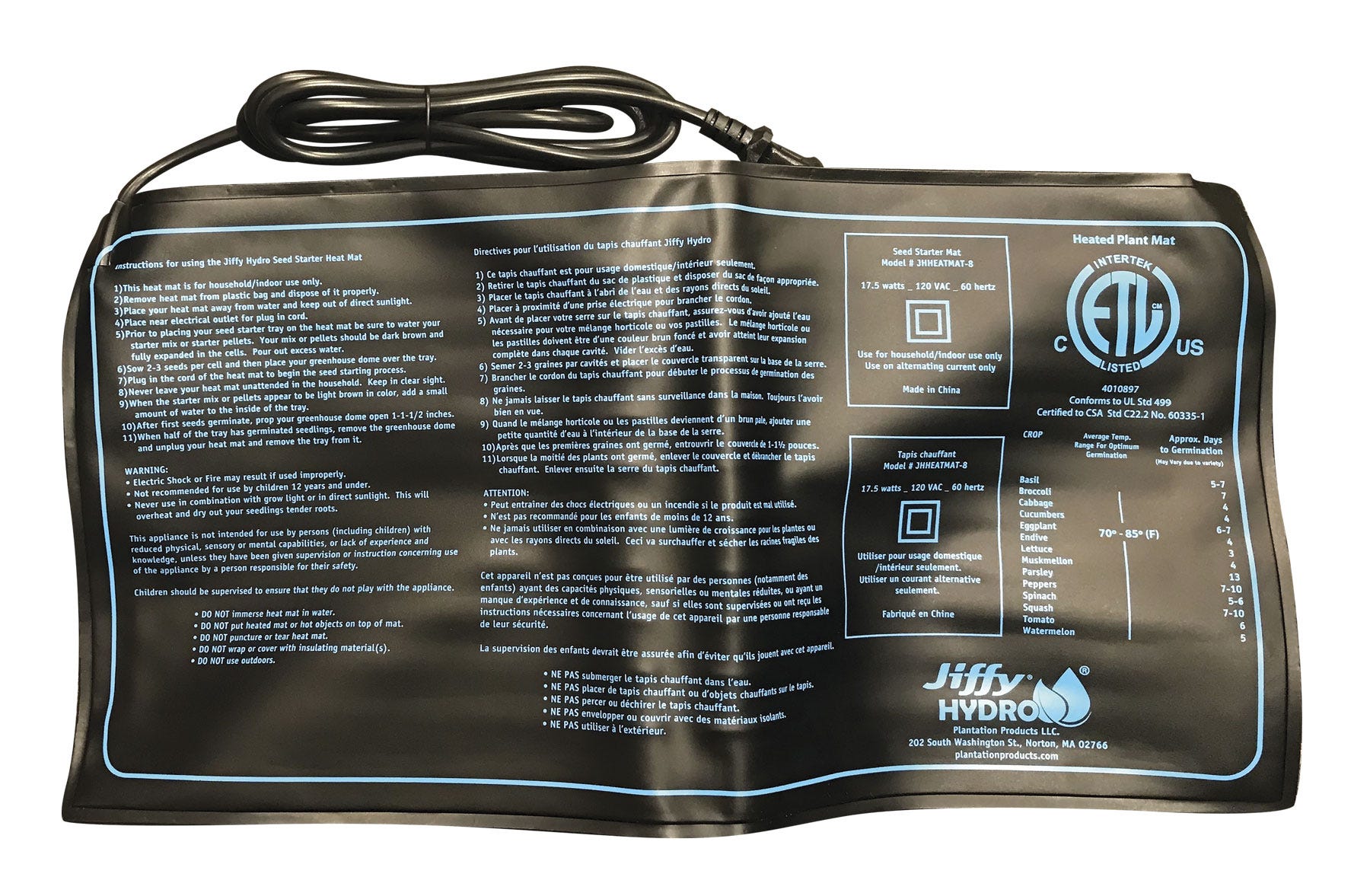 Jiffy Hydro Seedling Heat Mat, 10-in. X 20-in.