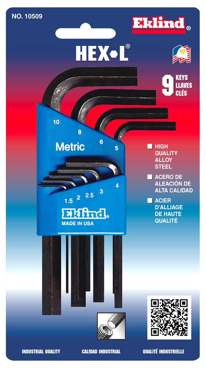 HEL-L L-Shaped Hex Key Set, Short Series, 1.5 mm to 10 mm
