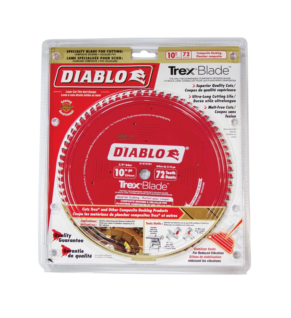 Composite material / plastics cutting saw blade for deck