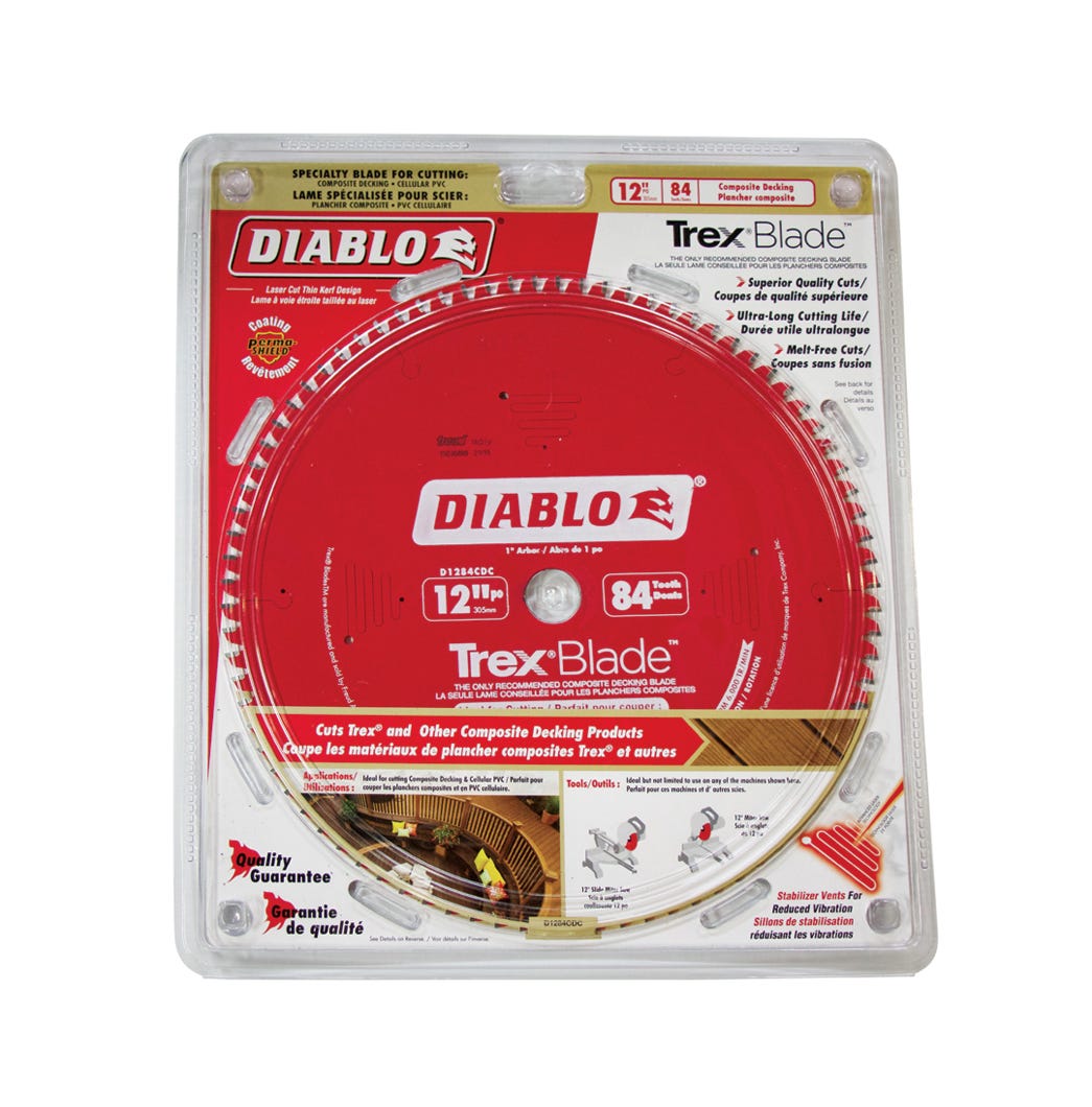 Composite material / plastics cutting saw blade for deck