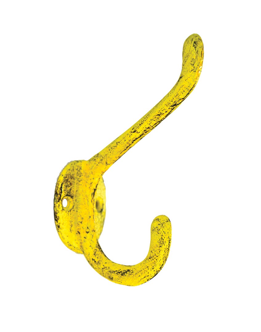 Forged Iron Wall Hook, 13 Cm, Yellow
