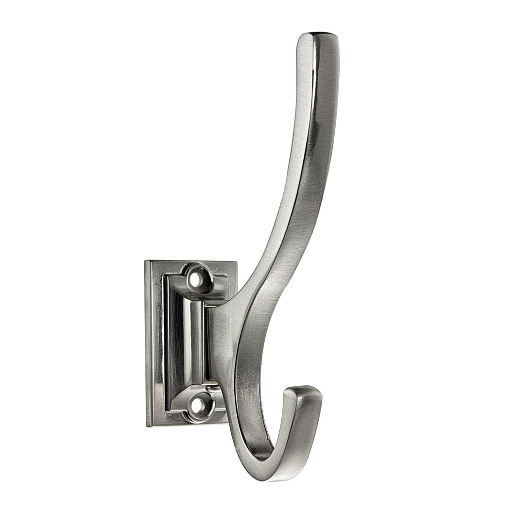 Transitional Metal Hook, Edward, Brushed Nickel