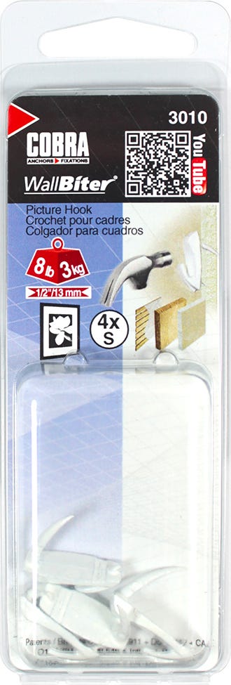 WALLBITER Hook for Picture Small, 4/Pack