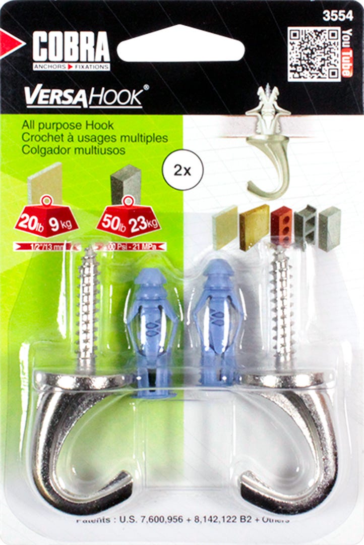 VERSAHOOK Hook for Plant, Nickel, 2/Pack
