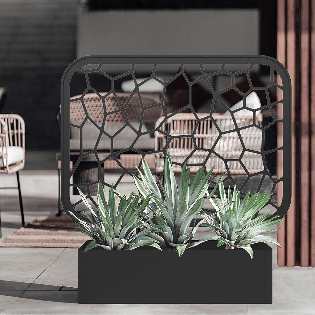 Horizontal Garden Planter with Privacy Screen, Charcoal