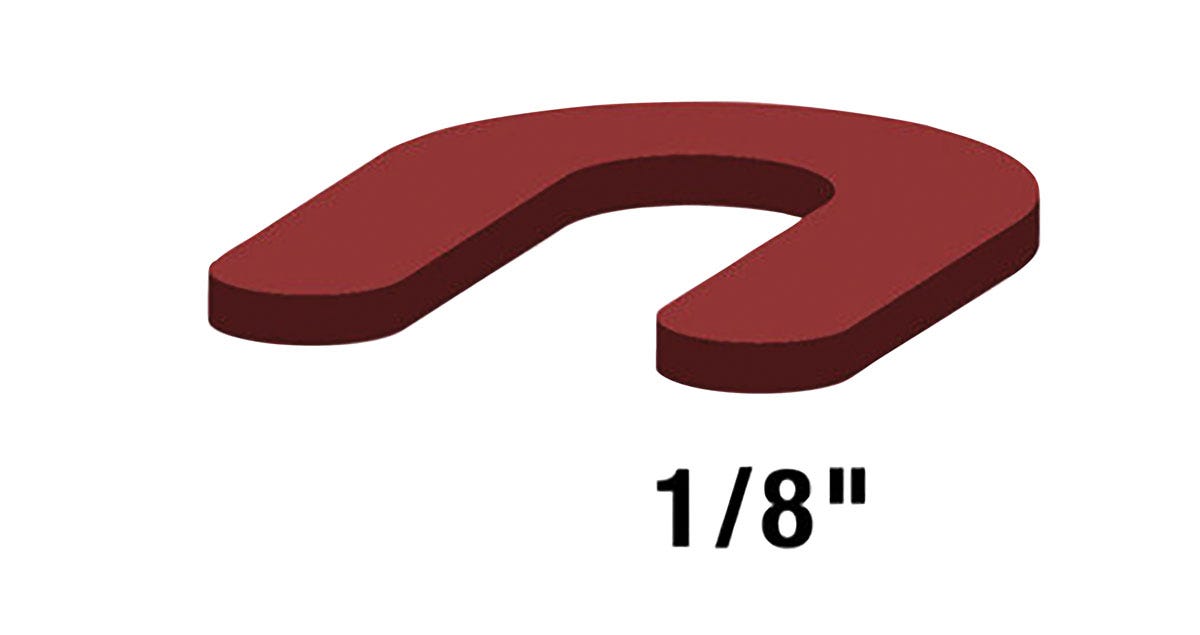 Shim Horseshoe for Ceramic, 1/8 in., Red, 140/Pack
