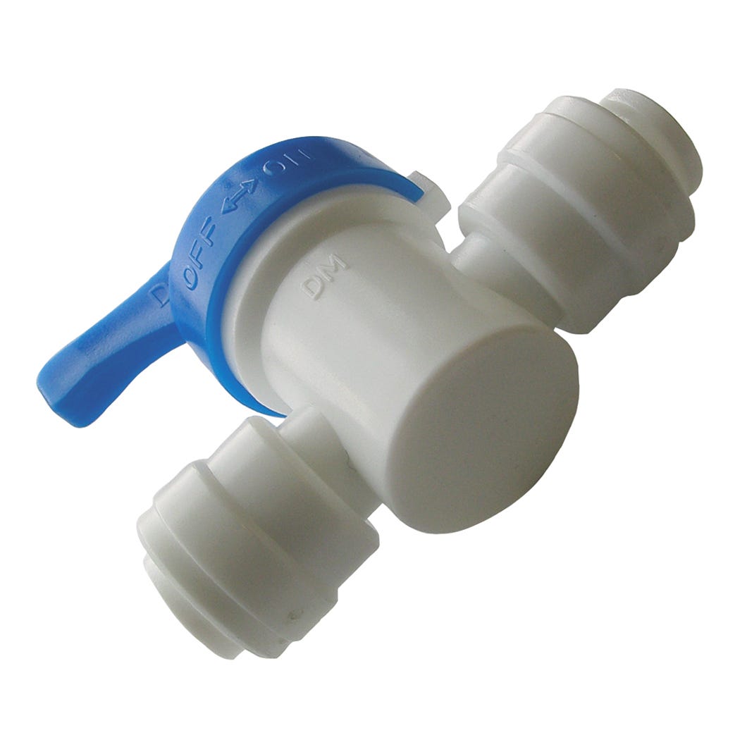 Hose Union with Shut-Off Valve, Tube X Tube, 1/4-in. O.D. X 1/4-in. O.D.