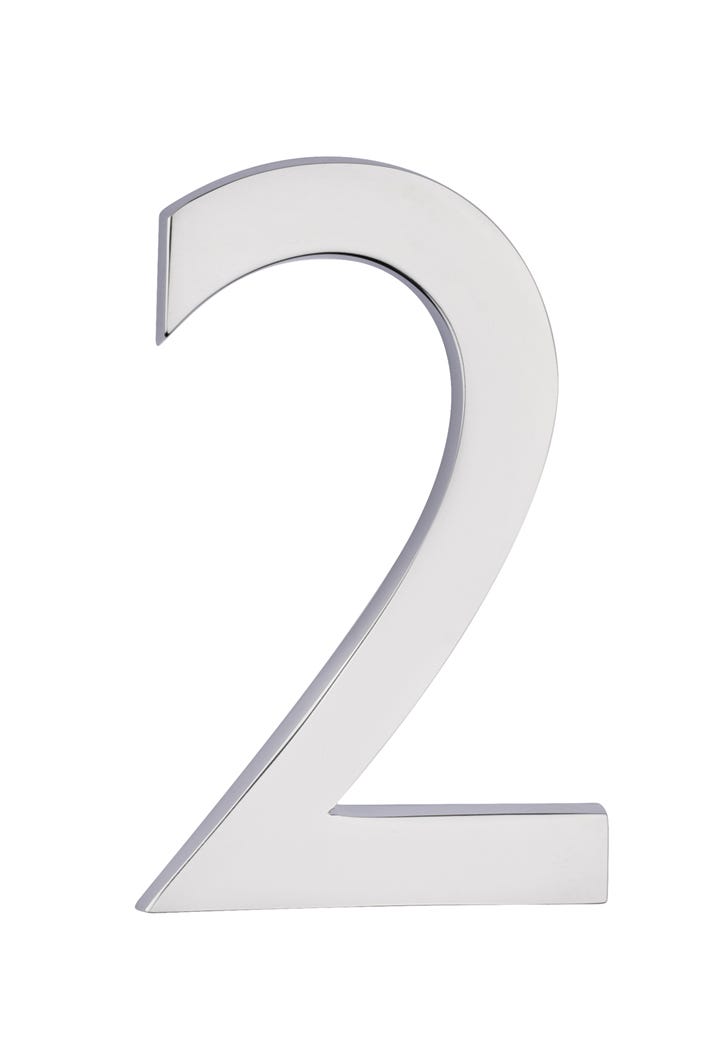 House Number 2, Solid Brass, 3-in.