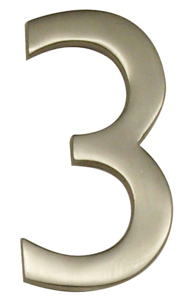 House Number 3, Solid Brass, 4-in.