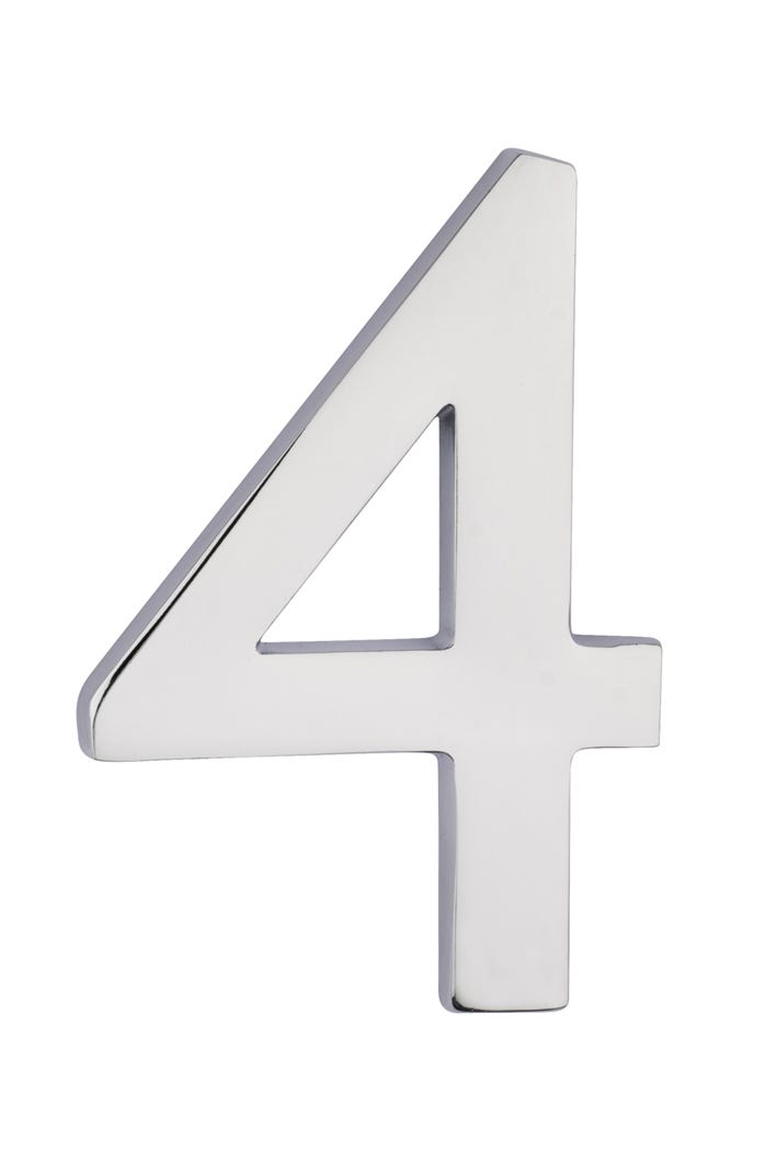 House Number 4, Solid Brass, 3-in.