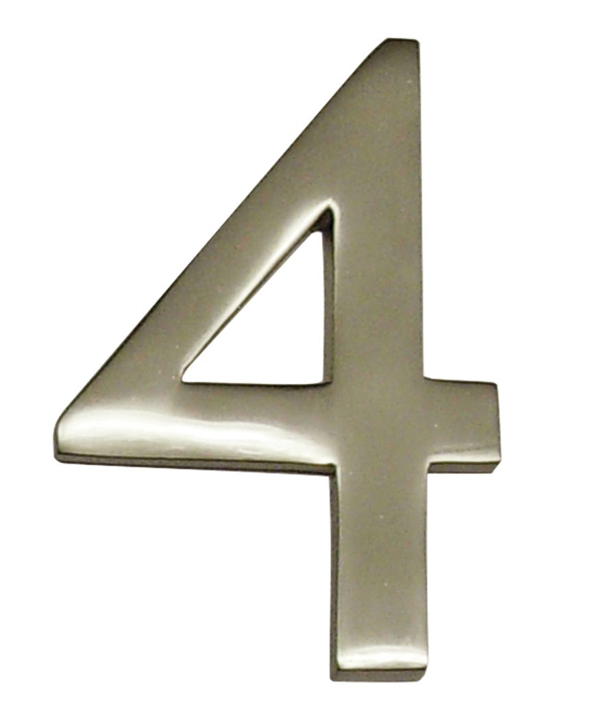 House Number 4, Solid Brass, 4-in.
