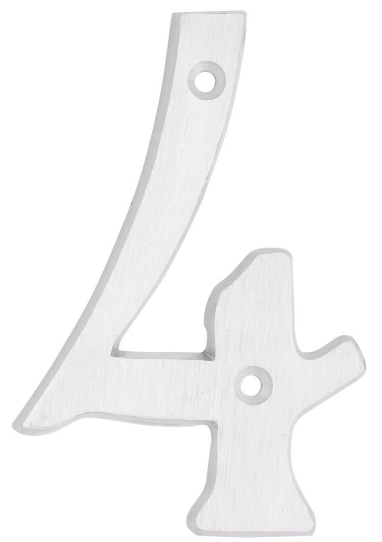 House Number 4, Solid Brass, 6-in.