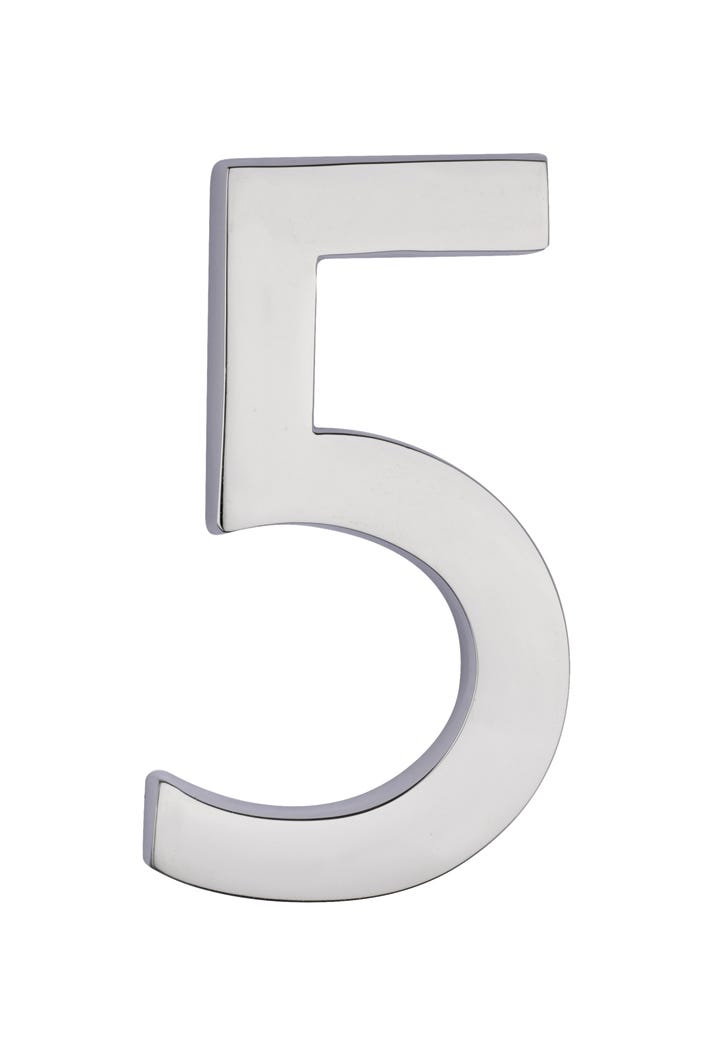 House Number 5, Solid Brass, 3-in.