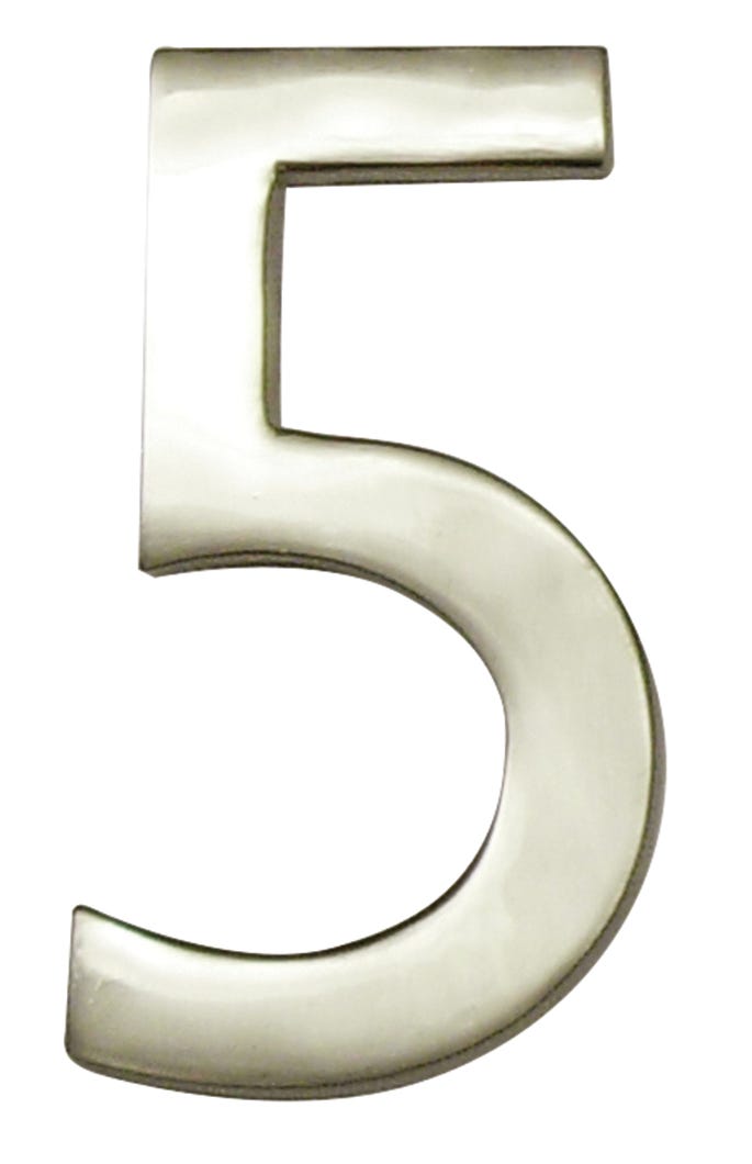 House Number 5, Solid Brass, 4-in.
