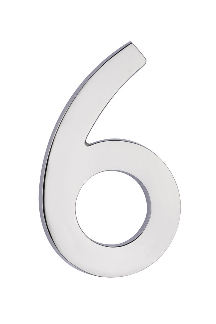 House Number 6, Solid Brass, 3-in.