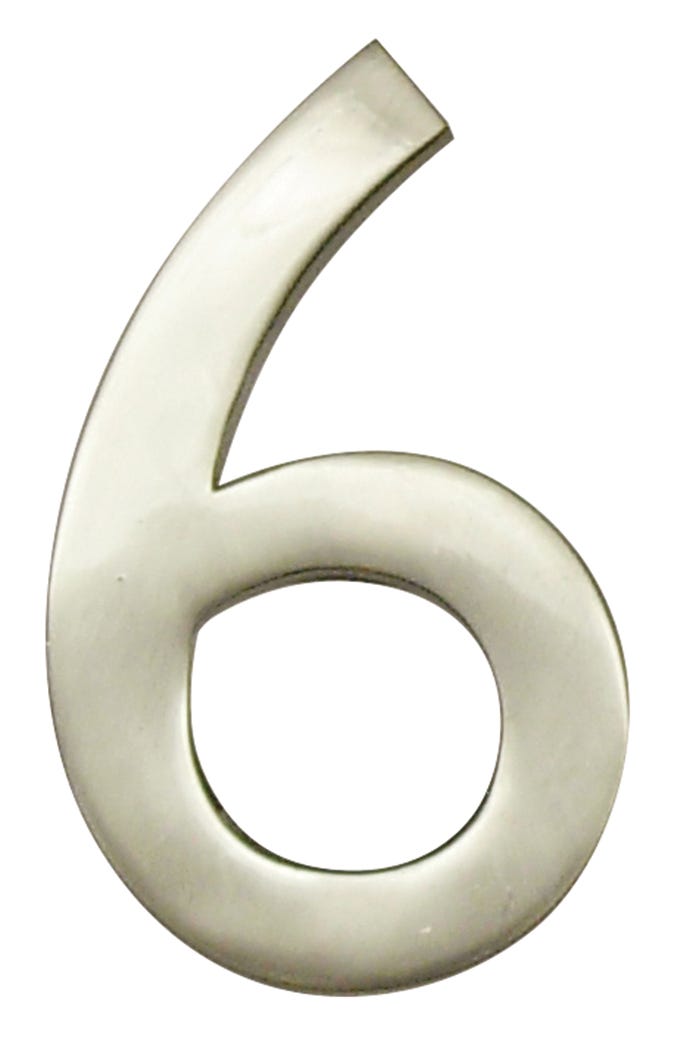 House Number 6, Solid Brass, 4-in.