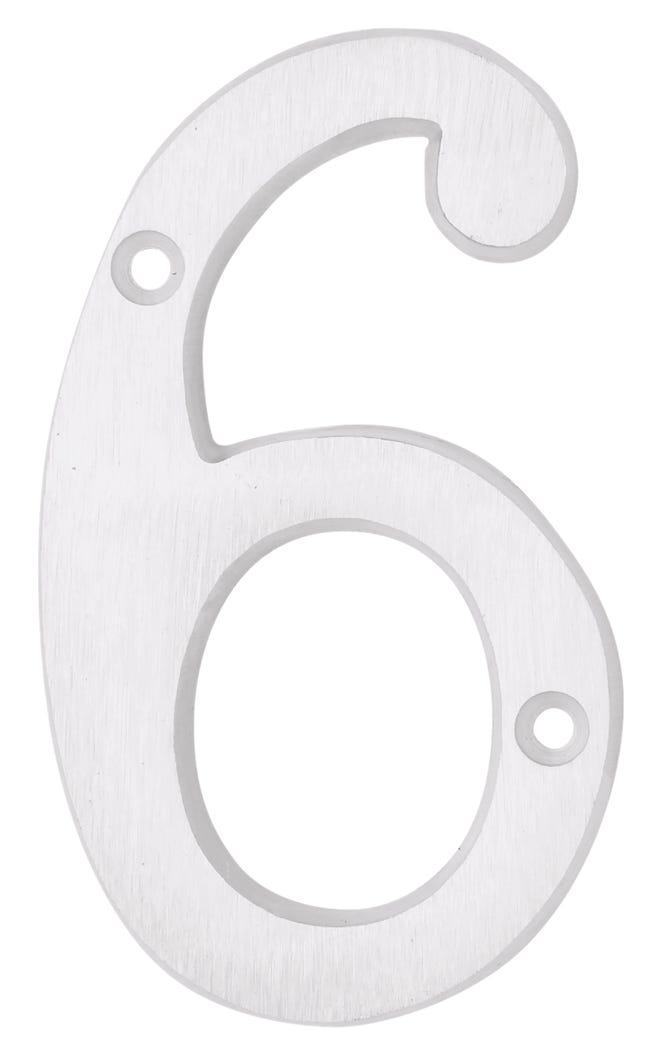 House Number 6, Solid Brass, 6-in.