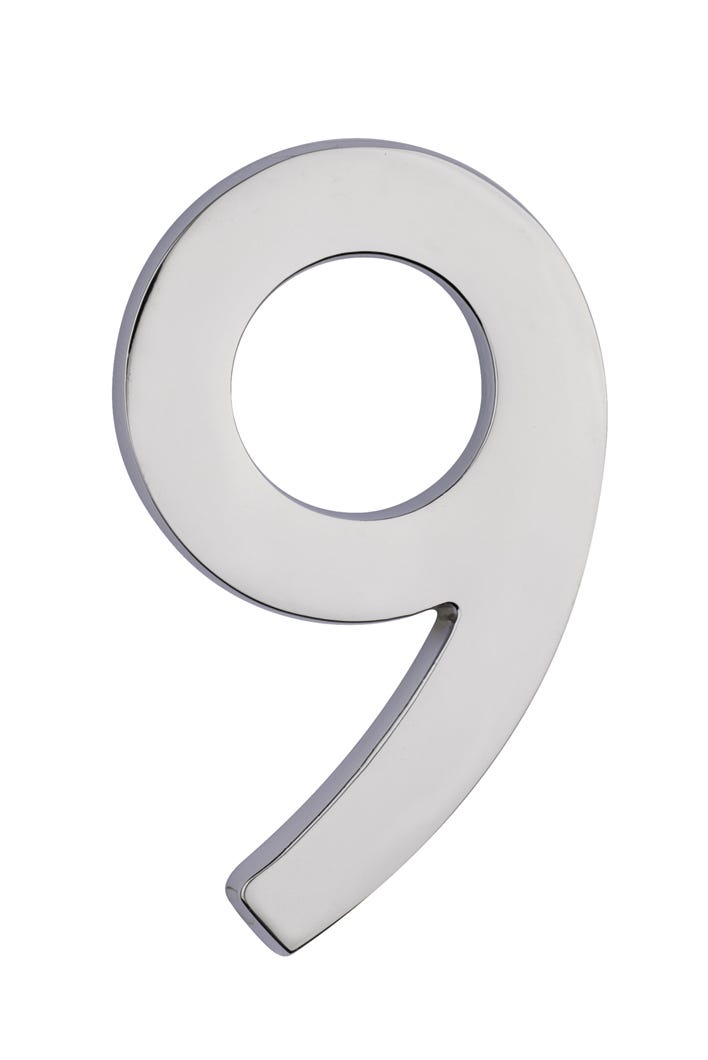 House Number 9, Solid Brass, 3-in.