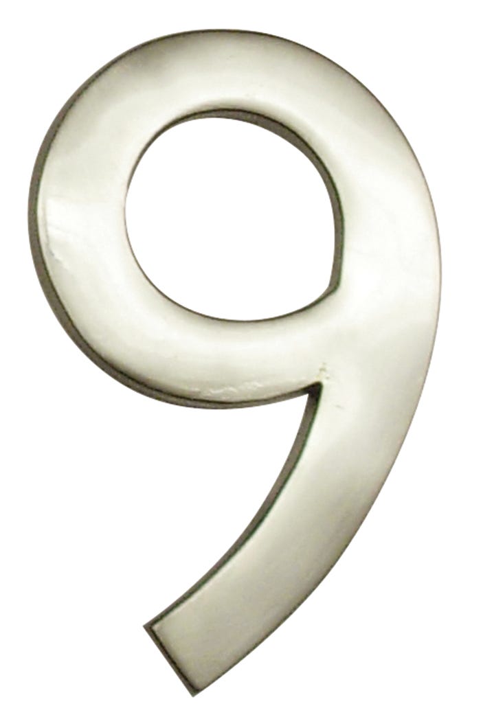 House Number 9, Solid Brass, 4-in.