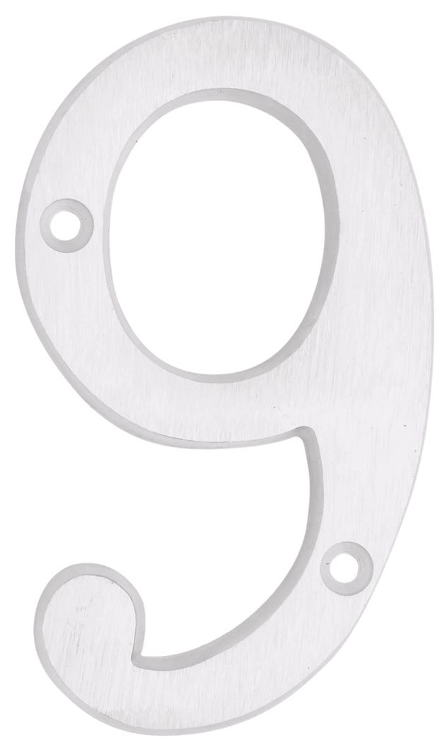 House Number 9, Solid Brass, 6-in.