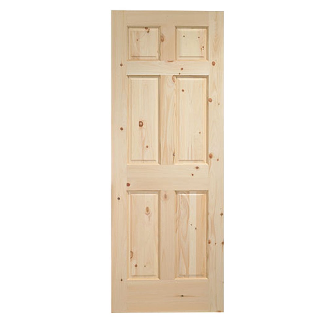 Indoor Knotty Pine Door, 6 Panels