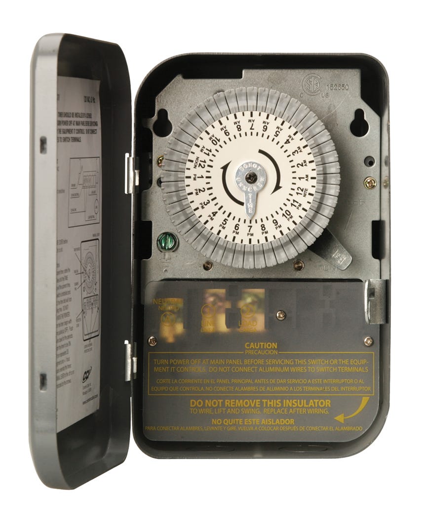 Indoor Mechanical Time Switch with Metal Box, 24-in.tervals Per Day, Heavy Duty