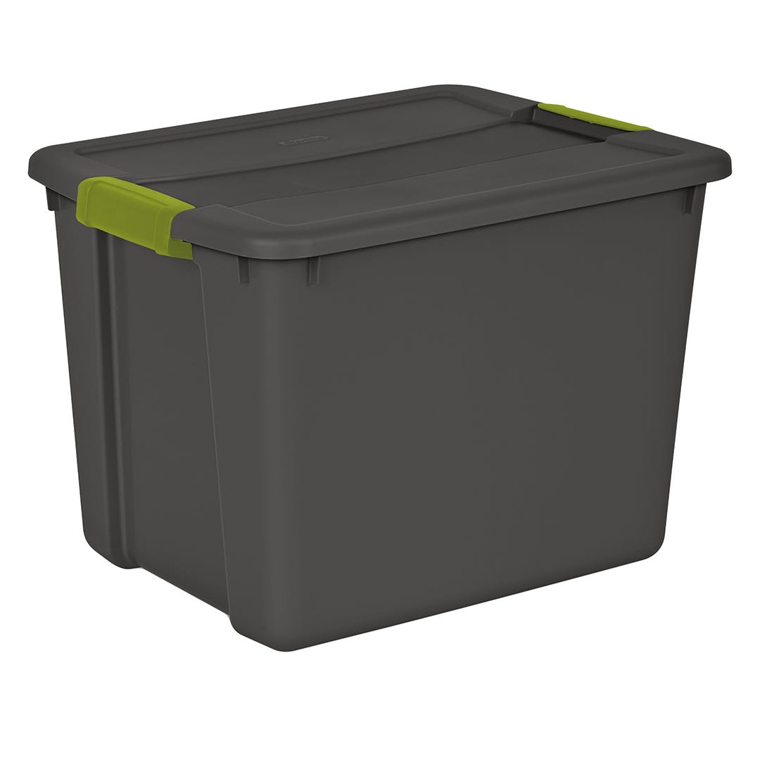 Industrial Style Storage Bin in Plastic with Lid, 45 L
