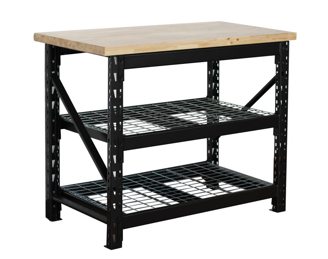 Industrial workbench steel with wood top