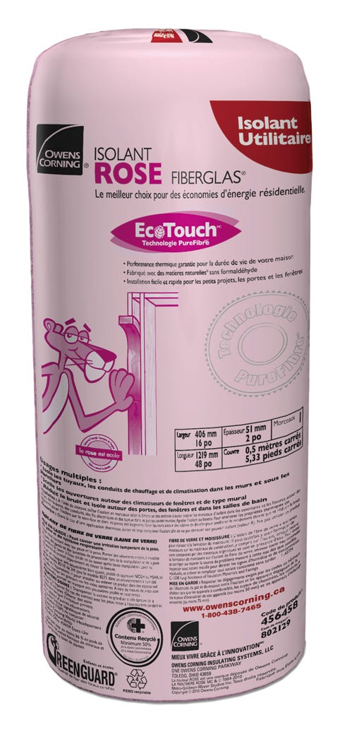 Multi-Purpose PINK FIBERGLAS Insulation for Small Projects 2-in. x 16-in. x 48-in.