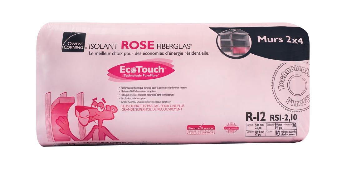 R-12 Pink Next Gen Fiberglas Insulation, 23-in. x 48-in. x 3.5-in.