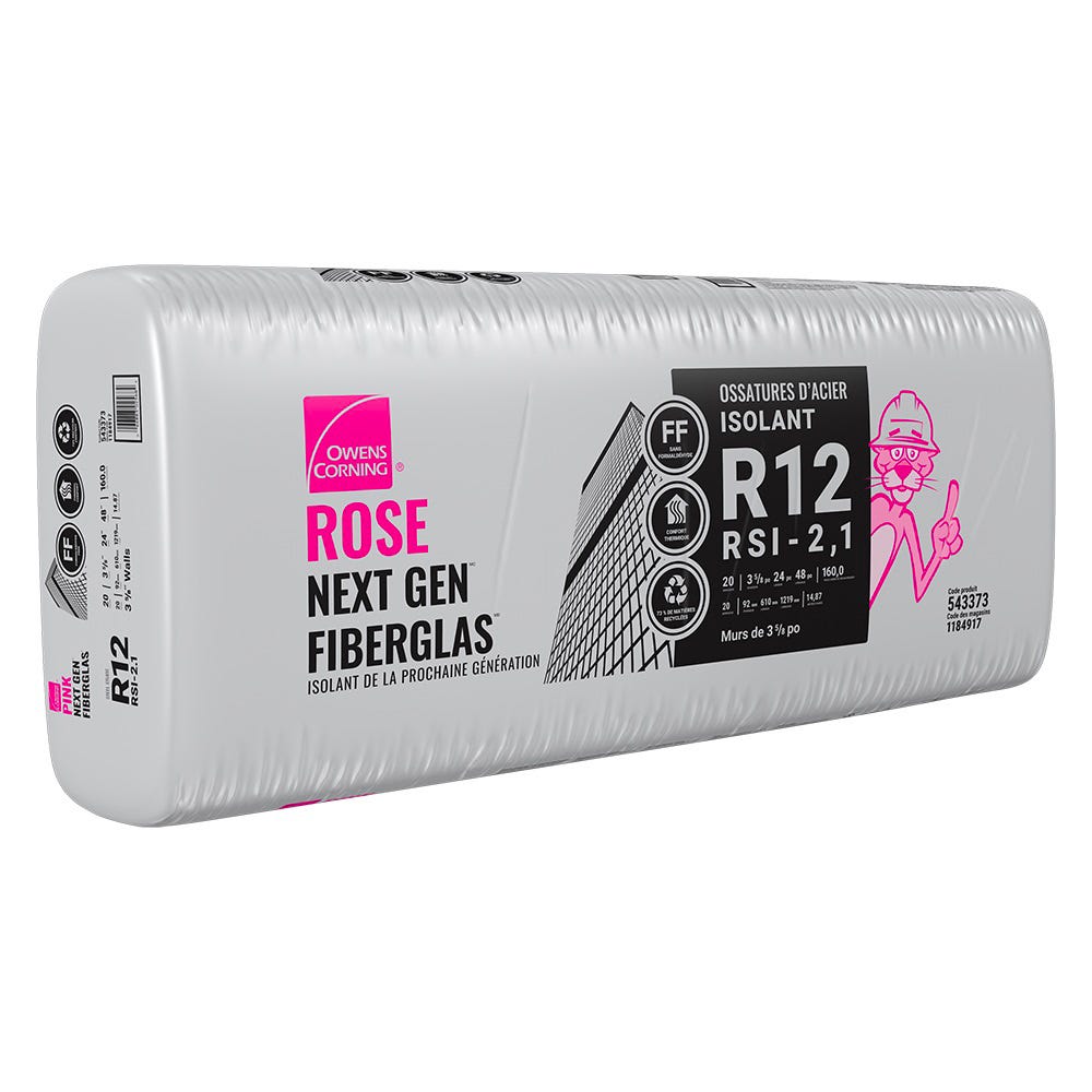 R-12 Pink Next Gen Fiberglas Insulation, 24-in. x 48-in. x 3 5/8-in.