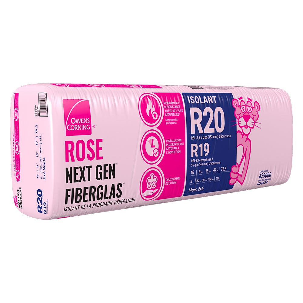 R-20 Pink Next Gen Fiberglas Insulation, 15-in. x 47-in. x 6-in.