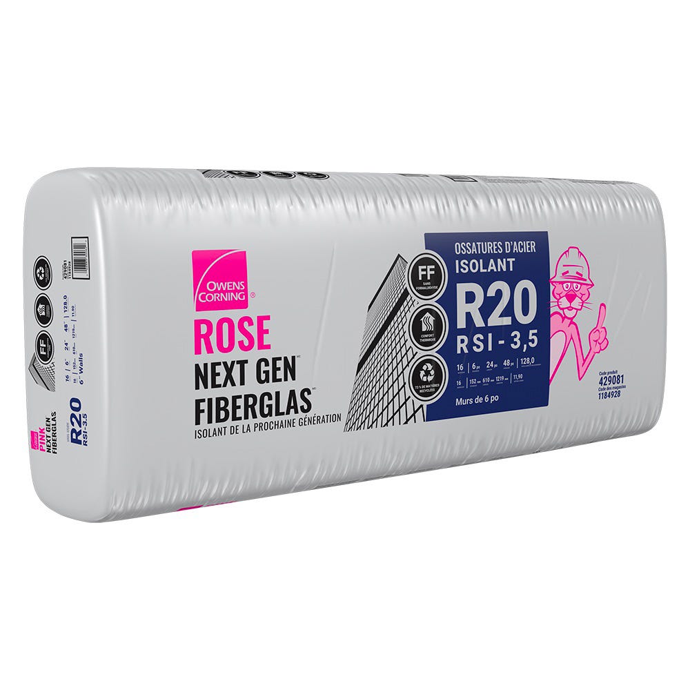 R-20 Pink Next Gen Fiberglas Insulation, 24-in. x 48-in. x 6-in.