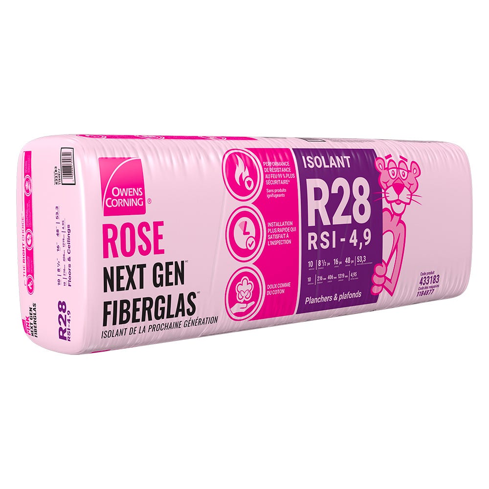 R-28 Pink Next Gen Fiberglas Insulation, 16-in. x 48-in. x 8.5-in.