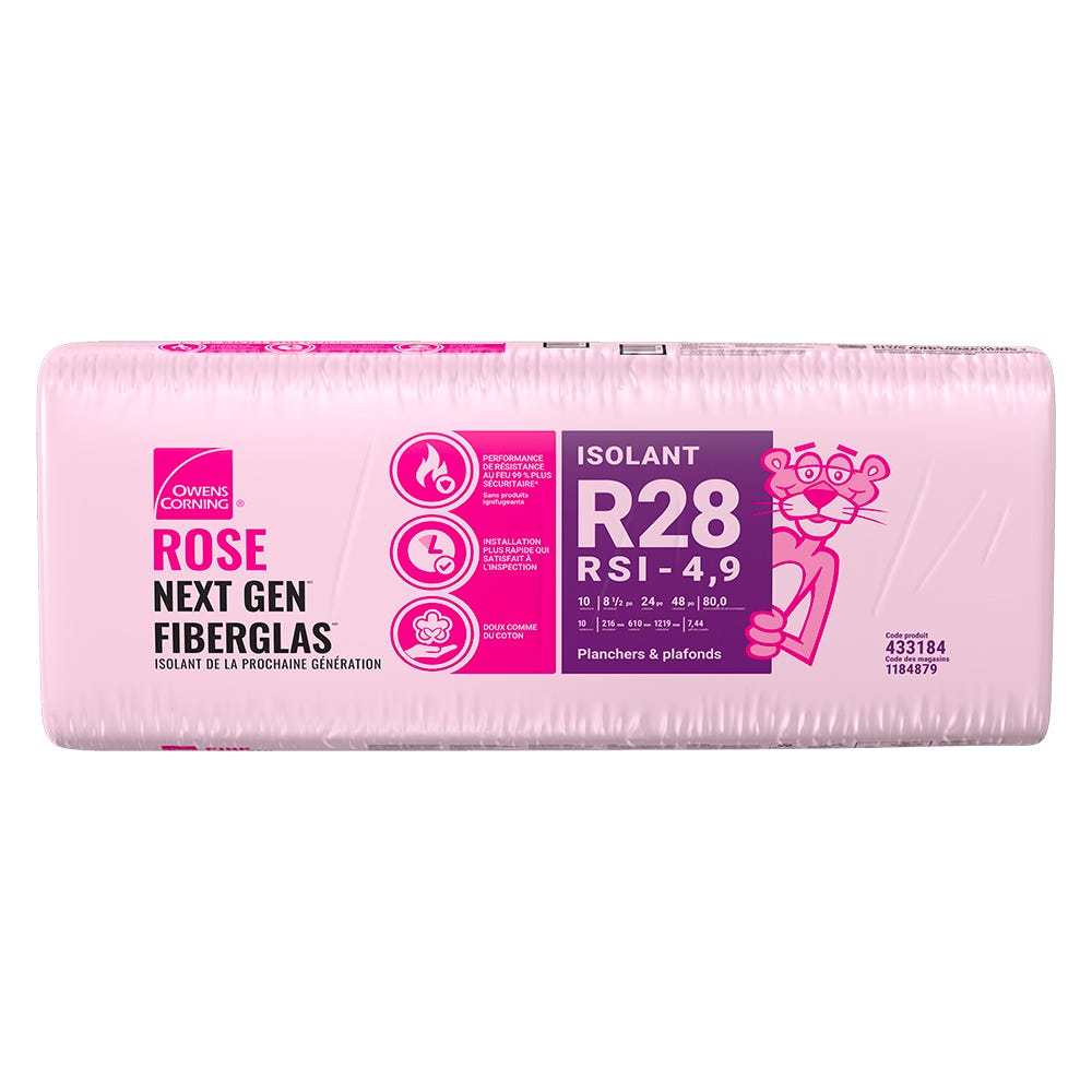 R-28 Pink Next Gen Fiberglas Insulation, 24-in. x 48-in. x 8.5-in.