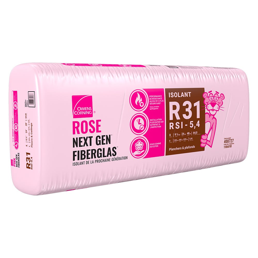 R-31 Pink Next Gen Fiberglas Insulation, 24-in. x 48-in. x 9.25-in.