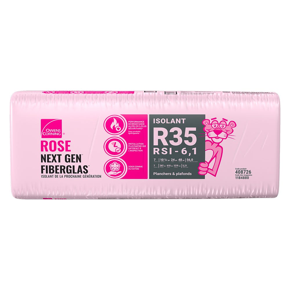 R-35 Pink Next Gen Fiberglas Insulation, 24-in. x 48-in. x 10.5-in.