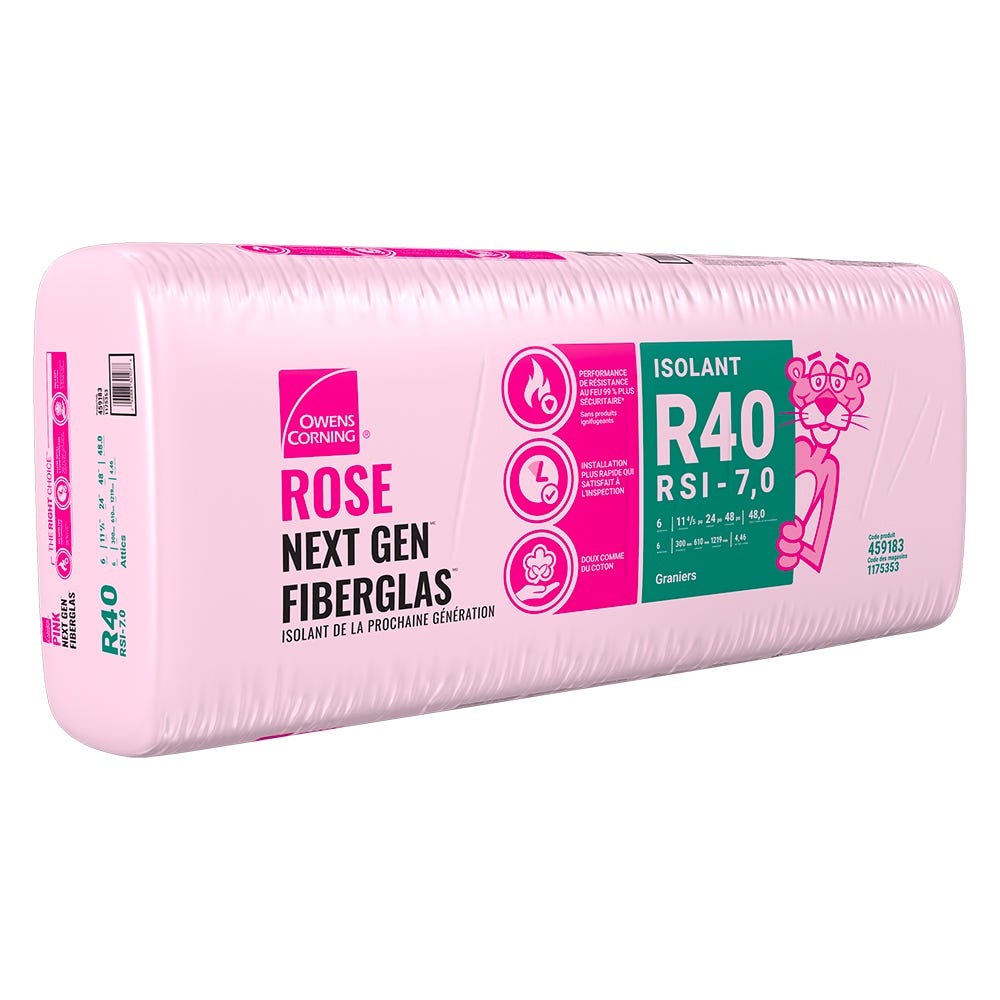 R-40 Pink Next Gen Fiberglas Insulation, 24-in. x 48-in. x 11.8-in.