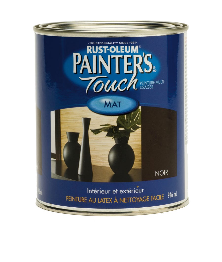 Interior/Exterior Paint Latex-Based, Flat Finish, Black, 946 ml