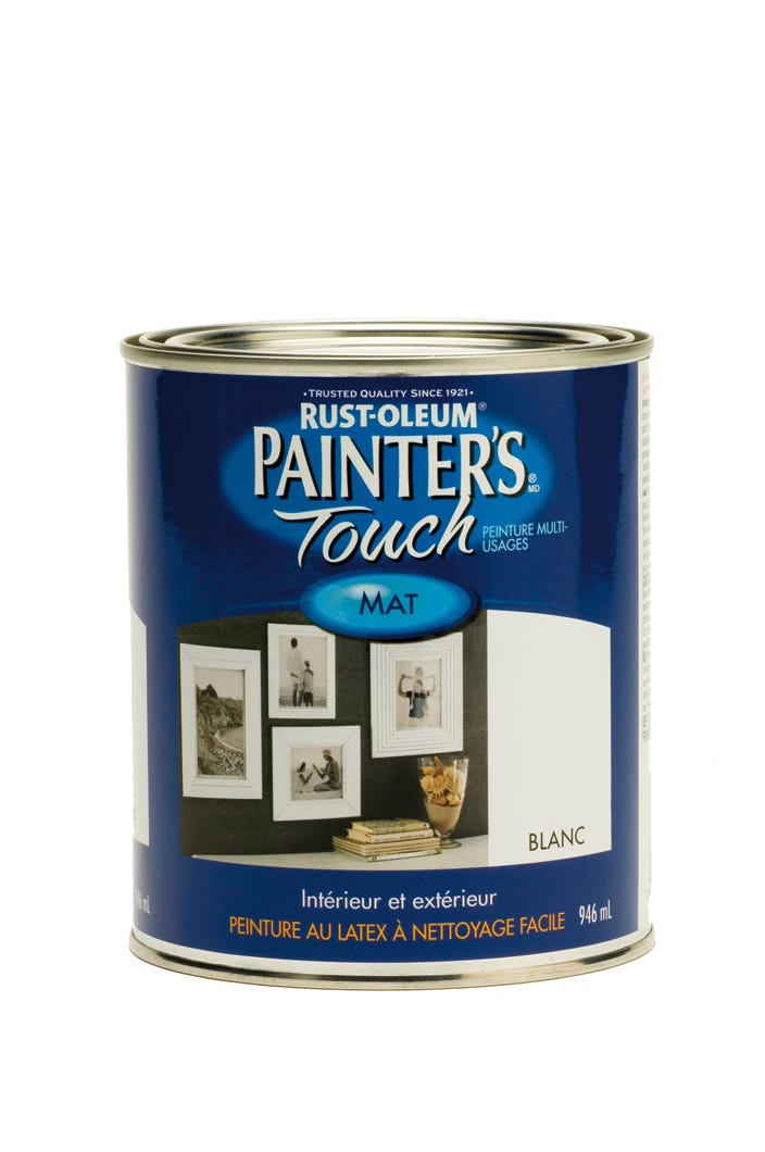Interior/Exterior Paint Latex-Based, Flat Finish, White, 946 ml